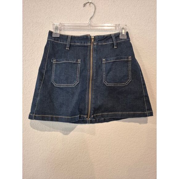 Sincerely Jules‎ Womens Full Zip A-Line Denim Mini Skirt Dark Wash Size M - Picture 1 of 5